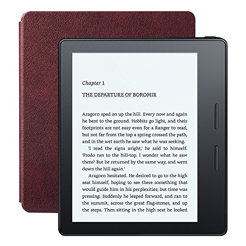 0848719069587 - KINDLE OASIS E-READER WITH LEATHER CHARGING COVER - MERLOT, 6 HIGH-RESOLUTION DISPLAY (300 PPI), WI-FI - INCLUDES SPECIAL OFFERS