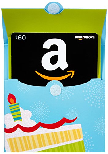 0848719098778 - AMAZON.COM $60 GIFT CARD IN A BIRTHDAY REVEAL (CLASSIC BLACK CARD DESIGN)
