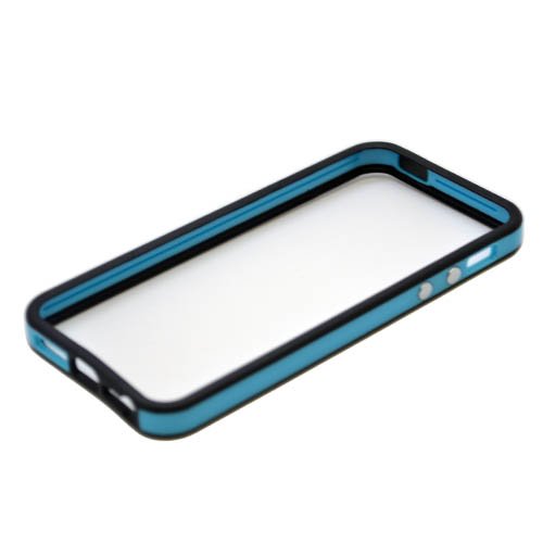 0848721037802 - EAGLE CELL BUMPER CASE FOR IPHONE 5/5S - RETAIL PACKAGING - BLACK/LIGHT BLUE