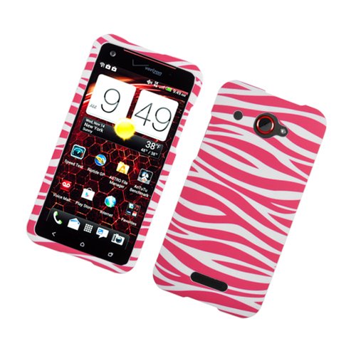 0848721055240 - EAGLE CELL PIHTC6435R129 STYLISH HARD SNAP-ON PROTECTIVE CASE FOR HTC DROID DNA 6435 - RETAIL PACKAGING - PINK ZEBRA