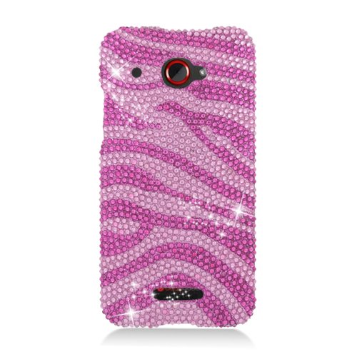 0848721055325 - EAGLE CELL PDHTC6435S302 RINGBLING BRILLIANT DIAMOND CASE FOR HTC DROID DNA 6435 - RETAIL PACKAGING - HOT PINK ZEBRA