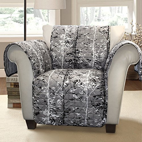 0848742036716 - LUSH DECOR FOREST FURNITURE PROTECTOR FOR ARMCHAIR, GRAY/BLACK