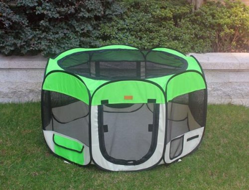 0848837000349 - NEW LARGE GREEN PET DOG CAT TENT PLAYPEN EXERCISE PLAY PEN SOFT CRATE BY BESTPET