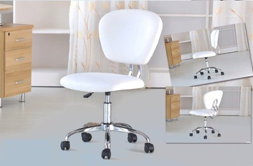 0848837002268 - NEW WHITE PU LEATHER MID-BACK TASK CHAIR OFFICE DESK TASK CHAIR H20