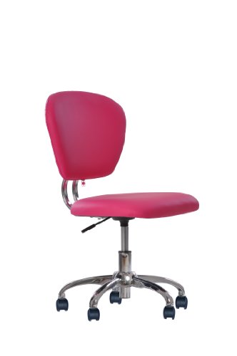 0848837002275 - NEW PINK PU LEATHER MID-BACK MESH TASK CHAIR OFFICE DESK TASK CHAIR H20