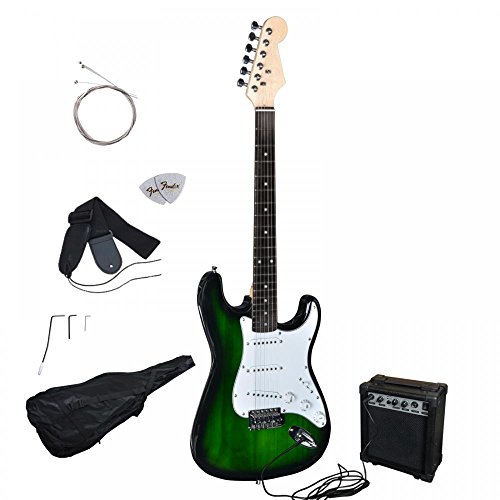 0848837004651 - GREEN ELECTRIC GUITAR WITH AMP CASE AND ACCESSORIES PACK BEGINNER STARTER PACKAGE