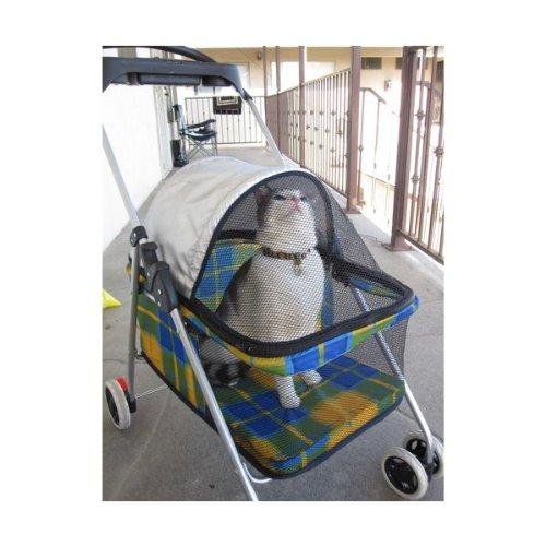 0848837007249 - NEW BESTPET YELLOW PLAID POSH PET STROLLER DOGS CATS W/CUP HOLDER
