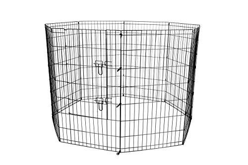 0848837007430 - 42-BLACK TALL DOG PLAYPEN CRATE FENCE PET KENNEL PLAY PEN EXERCISE CAGE -8 PANEL