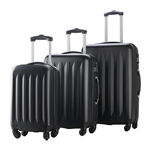 0848837007836 - NEW BLACK 3 PCS LUGGAGE TRAVEL SET BAG ABS TROLLEY SUITCASE