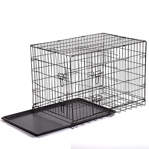 0848837008161 - 42 2 DOORS PET FOLDING SUITCASE DOG W/DIVIDER CAT CRATE CAGE KENNEL W/TRAY LC