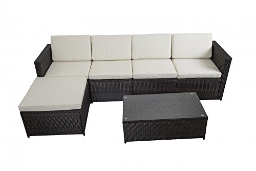 0848837008253 - 6 PCS OUTDOOR PATIO SOFA SET SECTIONAL FURNITURE PE WICKER RATTAN DECK COUCH