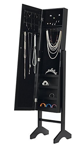 0848837008369 - NEW MIRRORED JEWELRY CABINET AMOIRE W STAND MIRROR RINGS, NECKLACES, BRACELETS