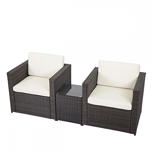 0848837009588 - 3 PCS OUTDOOR PATIO SOFA SET SECTIONAL FURNITURE PE WICKER RATTAN DECK COUCH