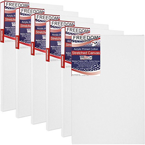 0848849074574 - US ART SUPPLY® 12 X 16 INCH PROFESSIONAL QUALITY ACID FREE STRETCHED CANVAS 6-PACK - 3/4 PROFILE 12 OUNCE PRIMED GESSO - GREAT FOR STUDENTS AND PROFESSIONAL ARTISTS (1 FULL CASE OF 6 SINGLE CANVASES)