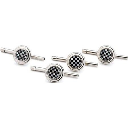 0848873005872 - ONYX AND MOTHER OF PEARL CHECKER STEP TUXEDO STUDS - SET OF 4