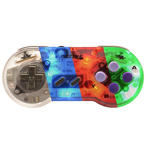 0849172003866 - RETRO-LINK WIRED SNES STYLE USB CONTROLLER BLUE/RED/GREEN LED ON-OFF SWITCH AND DIMMER