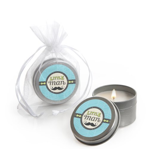 0849563008142 - DASHING LITTLE MAN MUSTACHE PARTY - CANDLE TIN BABY SHOWER OR BIRTHDAY PARTY FAVORS (SET OF 12)