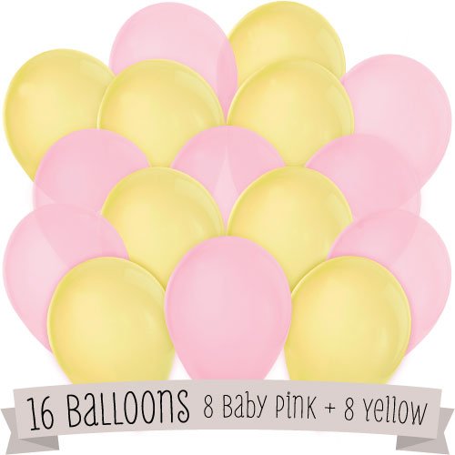 0849563010916 - 16 PACK OF LATEX BALLOONS (8 PINK & 8 YELLOW)