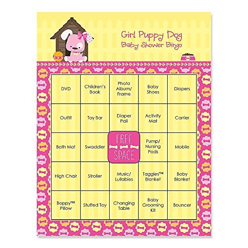0849563029840 - GIRL PUPPY DOG - BABY SHOWER GAME BINGO CARDS - 16 COUNT