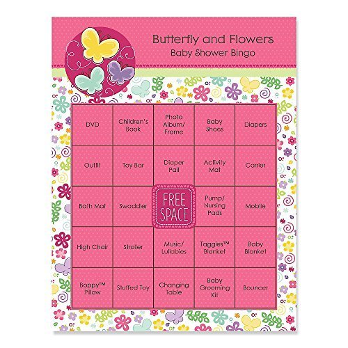 0849563029895 - PLAYFUL BUTTERFLY AND FLOWERS - BABY SHOWER GAME BINGO CARDS - 16 COUNT