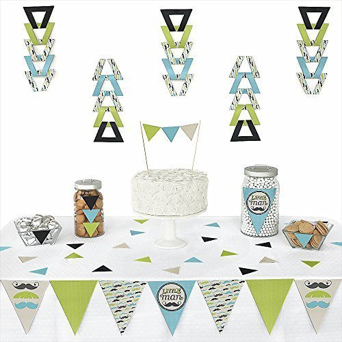 0849563030280 - DASHING LITTLE MAN MUSTACHE PARTY - TRIANGLE PARTY DECORATION KIT - 72 PIECES