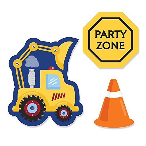 0849563037982 - CONSTRUCTION TRUCK - DIY SHAPED PARTY CUT-OUTS - 24 COUNT