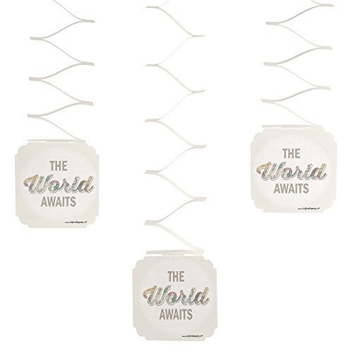 0849563042788 - WORLD AWAITS - TRAVEL THEMED PARTY HANGING DECORATIONS - 6 COUNT