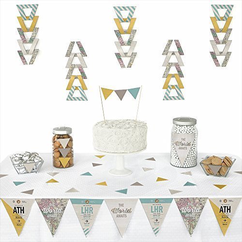 0849563043327 - WORLD AWAITS - TRAVEL THEMED TRIANGLE PARTY DECORATION KIT - 72 PIECES
