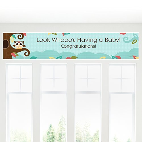 0849563046076 - OWL - LOOK WHOOO'S HAVING A BABY - BABY SHOWER DECORATIONS PARTY BANNER