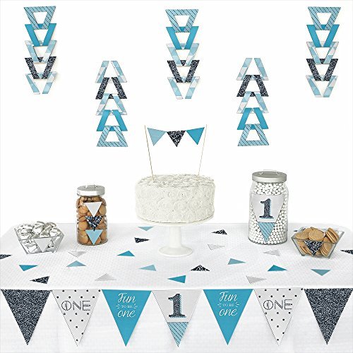 0849563048629 - 1ST BIRTHDAY BOY - FUN TO BE ONE - TRIANGLE PARTY DECORATION KIT - 72 PIECES