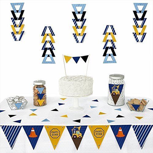 0849563050646 - CONSTRUCTION TRUCK - TRIANGLE PARTY DECORATION KIT - 72 PIECES