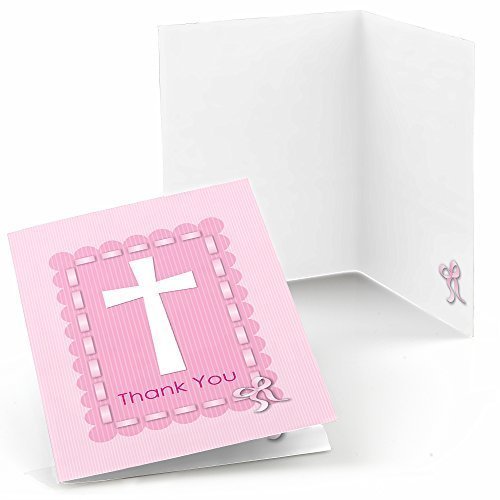 0849563052725 - DELICATE PINK CROSS - BABY SHOWER OR BAPTISM THANK YOU CARDS (8 COUNT)
