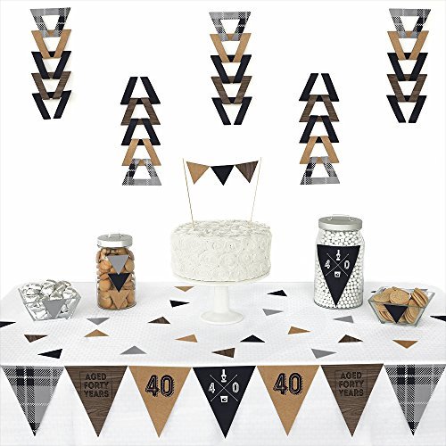 0849563063141 - 40TH MILESTONE BIRTHDAY - DASHINGLY AGED TO PERFECTION - TRIANGLE PARTY DECORATION KIT - 72 PIECES