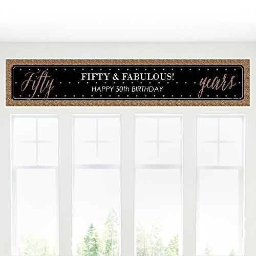 0849563063448 - CHIC 50TH BIRTHDAY - BLACK AND GOLD - PARTY DECORATIONS PARTY BANNER