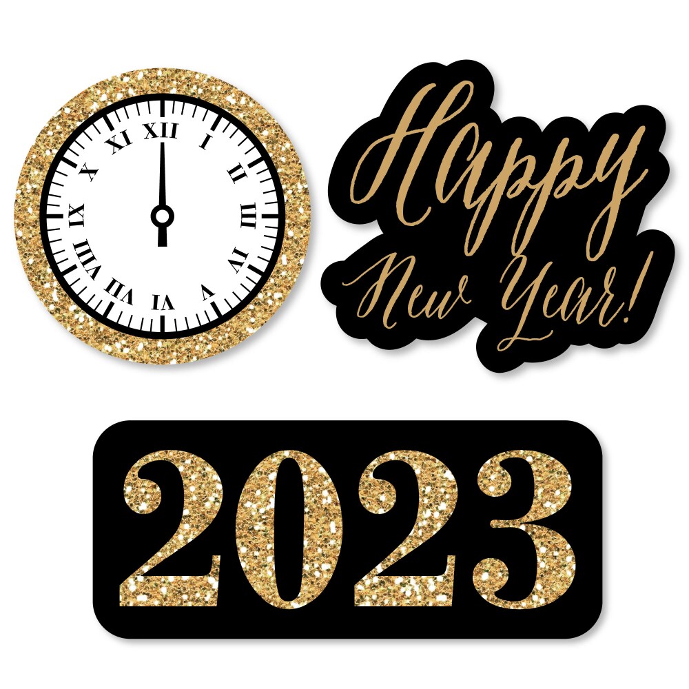 0084956306423 - BIG DOT OF HAPPINESS NEW YEARS EVE GOLD - DIY SHAPED 2023 NEW YEARS EVE PARTY CUT-OUTS 24 CT