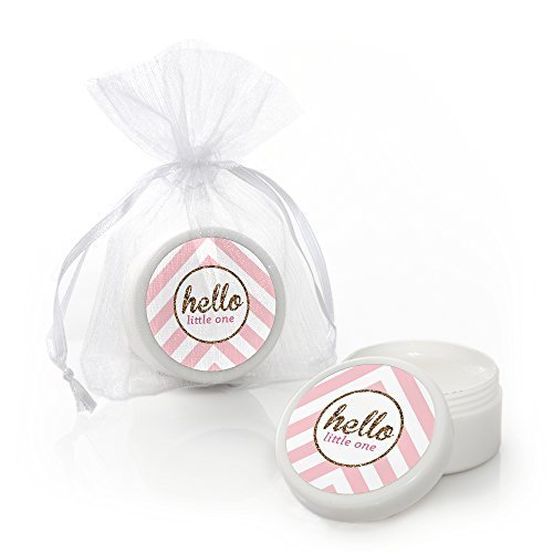 0849563069013 - HELLO LITTLE ONE - PINK AND GOLD - LIP BALM GIRL BABY SHOWER PARTY FAVORS (SET OF 12)