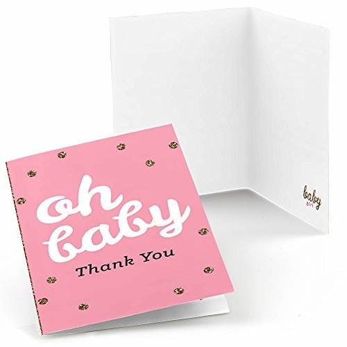 0849563069082 - HELLO LITTLE ONE - PINK AND GOLD - GIRL BABY SHOWER THANK YOU CARDS (8 COUNT)