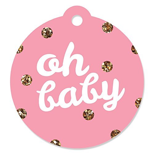 0849563069150 - HELLO LITTLE ONE - PINK AND GOLD - GIRL BABY SHOWER PARTY FAVOR GIFT TAGS (SET OF 20)