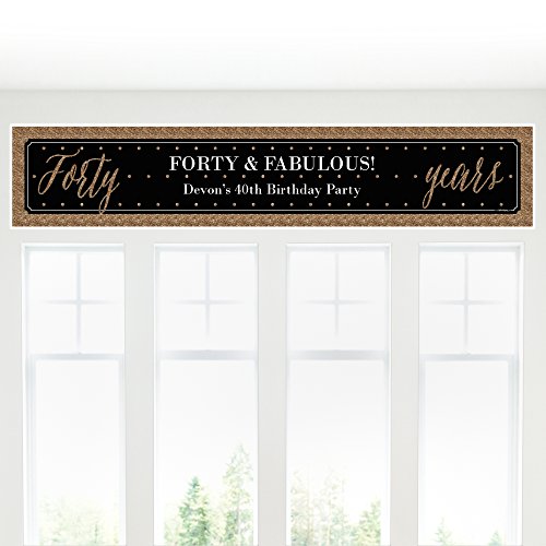 0849563070385 - CUSTOM CHIC 40TH BIRTHDAY - BLACK AND GOLD - PERSONALIZED BIRTHDAY PARTY DECORATIONS PARTY BANNER