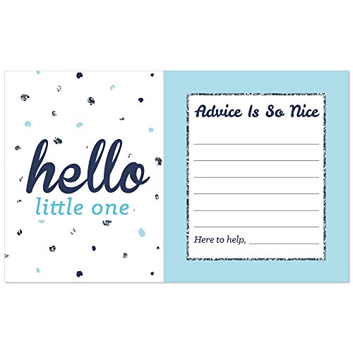 0849563072839 - HELLO LITTLE ONE - BLUE AND SILVER - BOY BABY SHOWER ADVICE CARDS - 18 COUNT