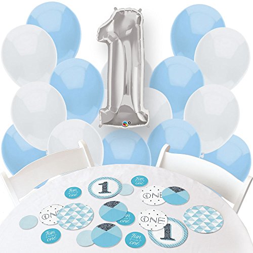 0849563076080 - FUN TO BE ONE - BOY 1ST BIRTHDAY - CONFETTI AND BALLOON BIRTHDAY PARTY DECORATIONS - COMBO KIT
