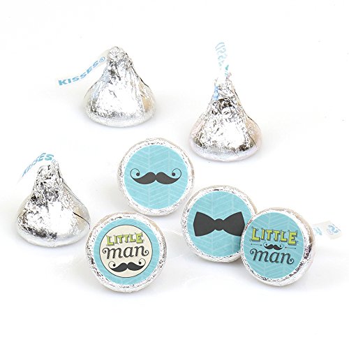 0849563082456 - DASHING LITTLE MAN MUSTACHE PARTY - ROUND CANDY STICKER FAVORS - LABELS FIT HERSHEY'S KISSES (1 SHEET OF 108)