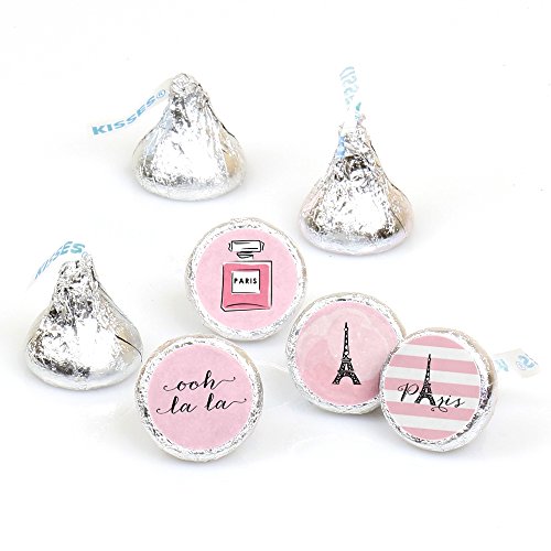 0849563082562 - PARIS - PARTY ROUND CANDY STICKER FAVORS - LABELS FIT HERSHEY'S KISSES (1 SHEET OF 108)