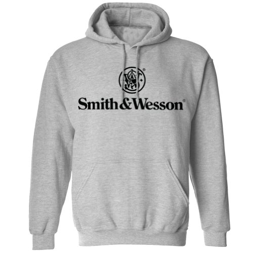 0849623002509 - SMITH & WESSON MEN'S STACKED LOGO PULLOVER HOODED SWEATSHIRT (GRAY - M)
