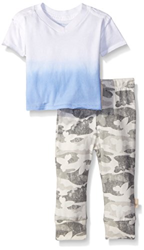 0849681041540 - BURT'S BEES BABY BABY ORGANIC DIP DYE V-NECK AND DISTRESSED CAMO PANT, ROBINS EGG, 0-3 MONTHS