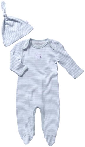 0849681074289 - BURT'S BEES BABY BABY BOYS' STRIPED FOOTED COVERALL & HAT SET (BABY)-SKY - BLUE - 3-6 MONTHS