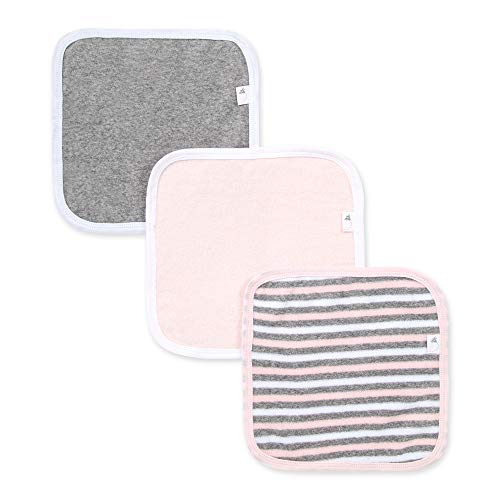 0849681077662 - BURTS BEES BABY - WASHCLOTHS, ABSORBENT KNIT TERRY, SUPER SOFT 100% ORGANIC COTTON (PINK & GREY, 3-PACK)