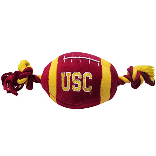 0849790030220 - PETS FIRST COLLEGIATE USC TROJANS UNIVERSITY OF SOUTHERN CALIFORNIA PLUSH ROPE FOOTBALL DOG TOY