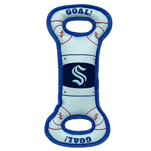 0849790112629 - PETS FIRST DOG SQUEAK TOY - NHL SEATTLE KRAKEN ICE HOCKEY RINK PET TOY WITH INNER SQUEAKER. A TOUGH TOY FOR DOGS & CATS WITH EXCITING HOCKEY GRAPHICS, GORGEOUS TEAM LOGO & DOUBLE STITCH TRIMS