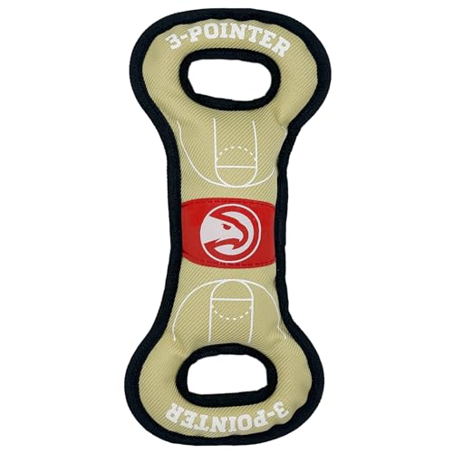 0849790118799 - PETS FIRST NBA ATLANTA HAWKS FIELD TOY. - TOUGH NYLON PET TOY WITH DOUBLE TRIM STITCHING & INNER SQUEAKER, ONE SIZE